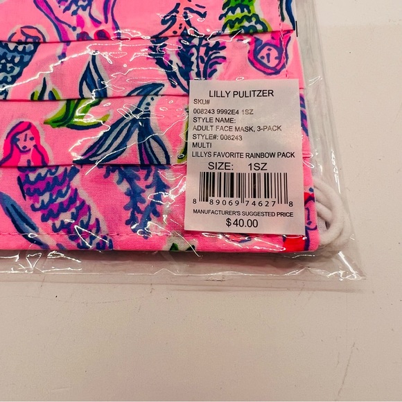 NWT Lilly Pulitzer Three Pack Face Masks Lilly’s Favorite Rainbow Pack - Picture 5 of 7